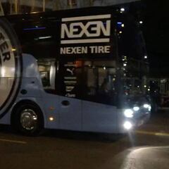Watch the Man City bus arriving at the Santiago Bernabéu