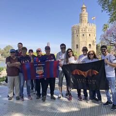 Barcelona and Valencia fans out and about in Seville