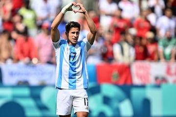 Giuliano, tras su gol en el Argentina-Marruecos de los Juegos Olímpicos.