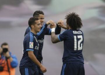 Cristiano Ronaldo celebra el primer gol del partido.