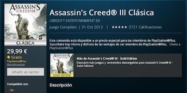 Assassin's Creed III es gratuito para los usuarios de PS Plus