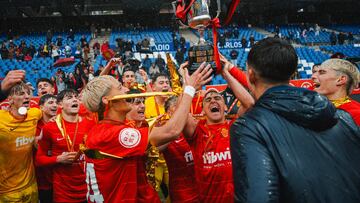 Los juveniles del Mallorca celebran el título de la Copa del Rey. (RCD Mallorca)