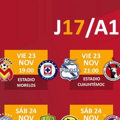 Fechas y horarios de la jornada 17 del Apertura 2018 de la Liga MX
