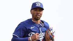 TEMPE, ARIZONA - FEBRUARY 24: Mookie Betts #50 of the Los Angeles Dodgers reacts after a play against the Los Angeles Angels during a spring training exhibition at the Peoria Sports Complex on February 24, 2024 in Tempe, Arizona.   Steph Chambers/Getty Images/AFP (Photo by Steph Chambers / GETTY IMAGES NORTH AMERICA / Getty Images via AFP)