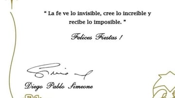 Felicitación de Simeone.