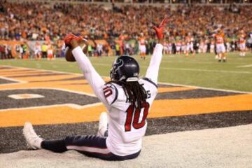Touchdown que recepcion¨® espectacularmente DeAndre Hopkins, que fue una noche m¨¢s el m¨¢ximo receptor de los Texans con 57 yardas. Era el primer drive del ¨²ltimo cuarto y Houston se adelantaba contra todo pron¨®stico por 10 a 6 despu¨¦s del extra point.