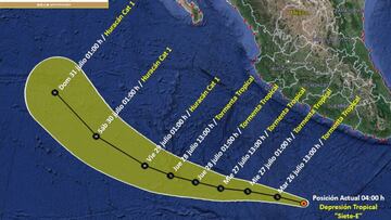 Clima en México hoy: se formó la Depresión Tropical “Siete E” en el Pacífico