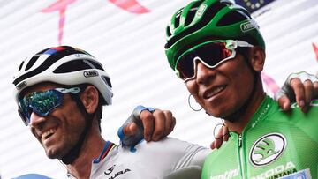 Valverde y Nairo, durante uno de los podios de la carrera.