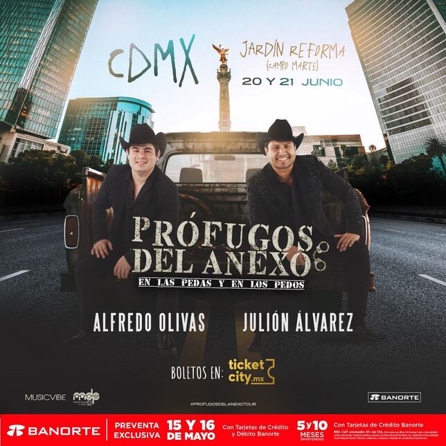 Julión Álvarez y Alfredito Olivas anuncian conciertos en CDMX fechas