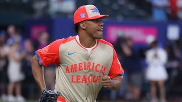 ARLINGTON, TEXAS - JULY 16: Juan Soto #22 of the New York Yankees looks on prior to the 94th MLB All-Star Game presented by Mastercard at Globe Life Field on July 16, 2024 in Arlington, Texas. Richard Rodriguez/Getty Images/AFP (Photo by Richard Rodriguez / GETTY IMAGES NORTH AMERICA / Getty Images via AFP)