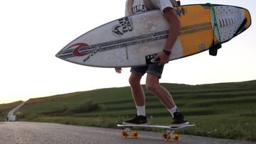 Sean Gunning patinando con el Pro Model de Miller Division, recién estrenado.