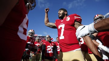 SANTA CLARA, CA - JANUARY 1: Colin Kaepernick #7 of the San Francisco 49ers fires the team up on the field prior to the game against the Seattle Seahawks at Levi Stadium on January 1, 2017 in Santa Clara, California. The Seahawks defeated the 49ers 25-23. (Photo by Michael Zagaris/San Francisco 49ers/Getty Images) 