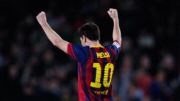 Messi celebra su segundo gol al Rayo Vallecano.