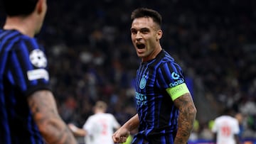 MILAN (Italy), 30/09/2025.- Inter Milans Lautaro Martinez celebrates after scoring the 3-0 goal during the UEFA Champions League league phase match between FC Internazionale Milano and SK Slavia Praha, in Milan, Italy, 30 September 2025. (Liga de Campeones, Italia, Praga) EFE/EPA/MATTEO BAZZI