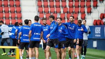 Entrenamiento de Osasuna esta mañana en El Sadar.