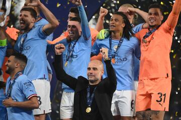 Pep Guardiola, entrenador del Manchester City, en la final de la Champions League.