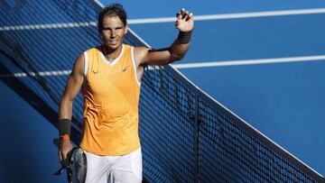 Melbourne (Australia), 20/01/2019.- Rafael Nadal of Spain celebrates defeating Tomas Berdych of Czech Republic during their round four men's singles match at the Australian Open Grand Slam tennis tournament in Melbourne, Australia, 20 January 2019. (Tenis, Abierto, República Checa, España) EFE/EPA/RITCHIE TONGO