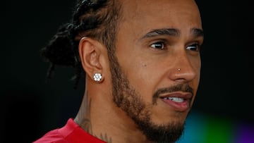 Ferrari's British driver Lewis Hamilton speaks during a TV interview ahead of the Formula One British Grand Prix at the Silverstone motor racing circuit in Silverstone, central England, on July 3, 2025. (Photo by Andrej ISAKOVIC / AFP)