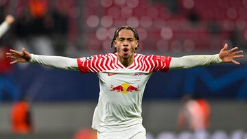 Leipzig (Germany), 25/10/2023.- Leipzig's Xavi Simons celebrates after scoring the 2-0 during the UEFA Champions League group G soccer match between RB Leipzig and Red Star Belgrade, in Leipzig, Germany, 25 October 2023. (Liga de Campeones, Alemania, Belgrado) EFE/EPA/Filip Singer
