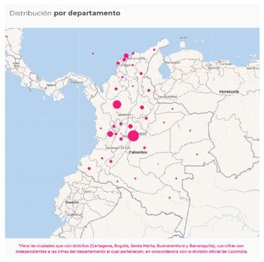 Mapa de casos y muertes por coronavirus por departamentos en Colombia: hoy, 30 de abril