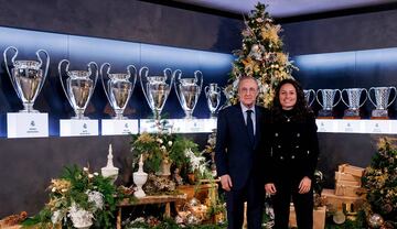 Florentino Pérez e Ivana Andrés, capitana y defensa central en la sección femenina del Real Madrid Club de Fútbol 