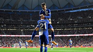 Carrasco celebra el gol que marcó ante el Mallorca.