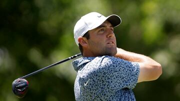 MCKINNEY, TEXAS - MAY 13: Scottie Scheffler of the United States plays his shot from the fifth tee during the third round of the AT&T Byron Nelson at TPC Craig Ranch on May 13, 2023 in McKinney, Texas.   Tim Heitman/Getty Images/AFP (Photo by Tim Heitman / GETTY IMAGES NORTH AMERICA / Getty Images via AFP)