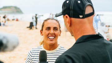NEWCASTLE, NEW SOUTH WALES, AUSTRALIA - MARCH 14: Nadia Erostarbe of the Basque Country after qualifying for the Championship Tour at the Bioglan Newcastle SURFEST on March 14, 2026 at Newcastle, New South Wales, Australia. (Photo by Hannah Anderson/World Surf League)