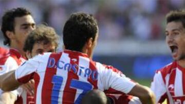 <b>SPORTING 1 - ALMERÍA 0 </b>Los jugadores del Sporting celebrando el gol de Castro.