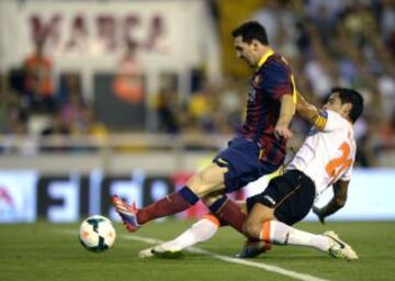 Tercera jornada de la Liga Bbva. Valencia - Barcelona. 0-1. Messi marca el primer gol.