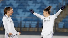 MADRID, 28/01/2023.- La delantera del Real Madrid Esther González celebra su gol ante el Athletic de Bilbao durante el partido de de 17 jornada de la Liga femenina que disputan este sábado en el estadio Alfredo Di Stefano de Madrid. EFE/ Juanjo Martin
