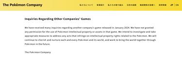 The Pokémon Company released a statement regarding Palworld, and will “take appropriate measures”