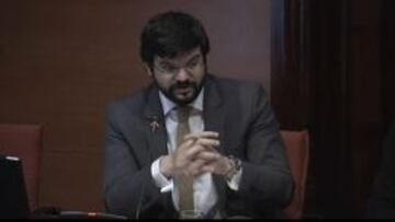 Gerard Esteva, presidente de la Uni&oacute;n de Federaciones Deportivas de Catalunya (UFEC) en su comparecencia de hoy en el Parlamento.