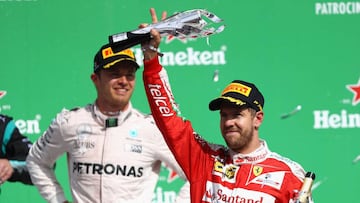 Vettel en el podio de México.