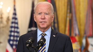 El presidente estadounidense Joe Biden habla sobre la situaci&oacute;n en Afganist&aacute;n desde el East Room de la Casa Blanca en Washington, DC, 8 de julio de 2021. 