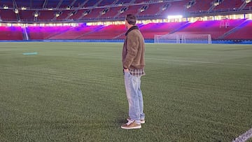 Fotografía de Lionel Messi en el interior del estadio Camp Nou.