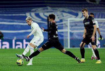 Valverde in action with Real Sociedad's Martin Zubimendi.