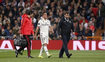 Lucas Vázquez se lesionó en el minuto 27.