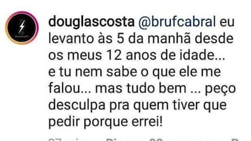 Respuesta de Douglas Costa a un aficionado.