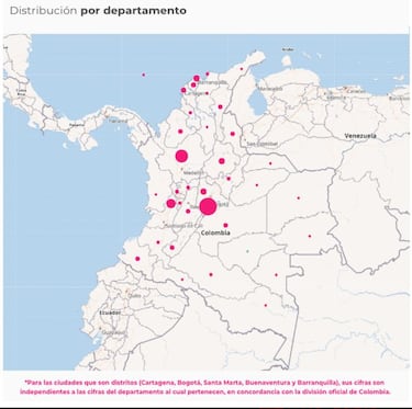 Mapa de casos y muertes por coronavirus por departamentos en Colombia: hoy, 19 de noviembre