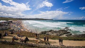 La playa de Fistral Beach donde se celebra el Boardmasters, cancelado este a&ntilde;o por coronavirus.