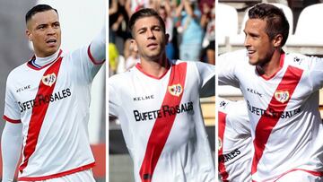 De Tomás, Embarba y Trejo, jugadores del Rayo Vallecano.
