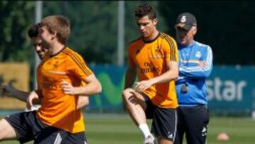 Cristiano entrenó con el grupo.