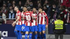 Los jugadores del Atl&eacute;tico celebran el 1-0 ante el Celta.