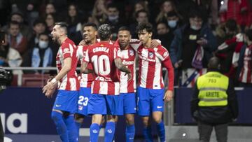 Los jugadores del Atlético celebran el 1-0 ante el Celta.