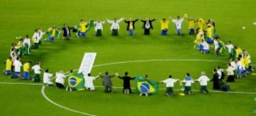 Los jugadores de la selecci¨®n de Brasil.