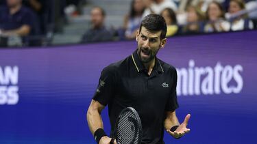 Novak Djokovic, durante el partido de cuartos frente a Taylor Fritz.