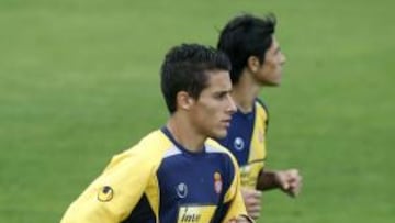 <b>POLÉMICO. </b>Cristian Tello, en un entrenamiento del primer equipo.