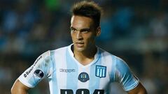 Lautaro Mart&iacute;nez durante un partido con Racing de Avellaneda.