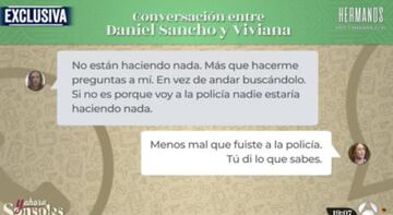 Captura de la conversación entre Daniel Sancho y la amiga de Edwin Arrieta, Viviana. Fuente: 'Y ahora Sonsoles'.